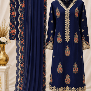 3pc Heera’s Original embroidered Blue suit Large