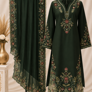 2 pc Large kaftan Green with trouser